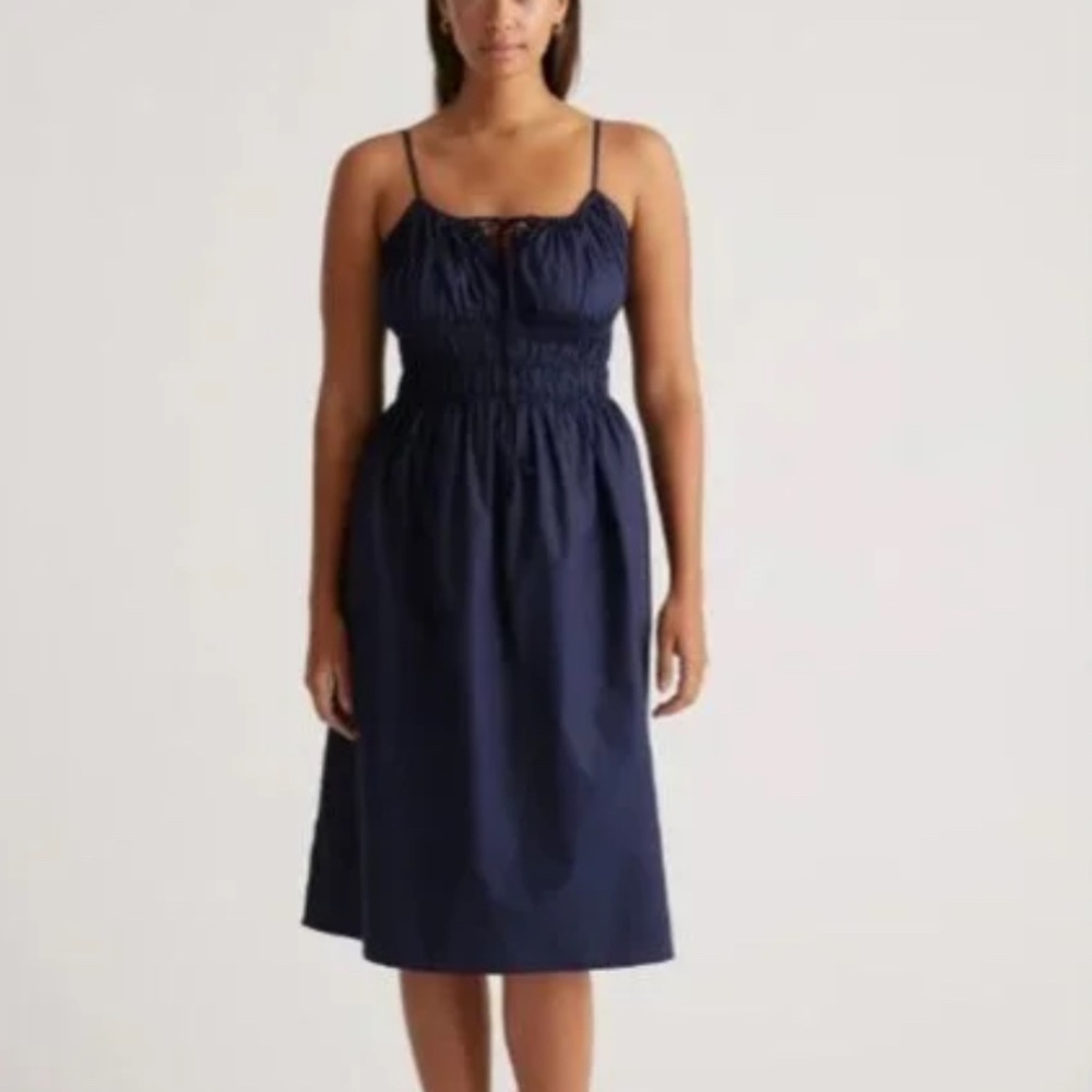 Quince Organic Cotton Keyhole Midi Dress Black sz S NWT Sleeveless Casual